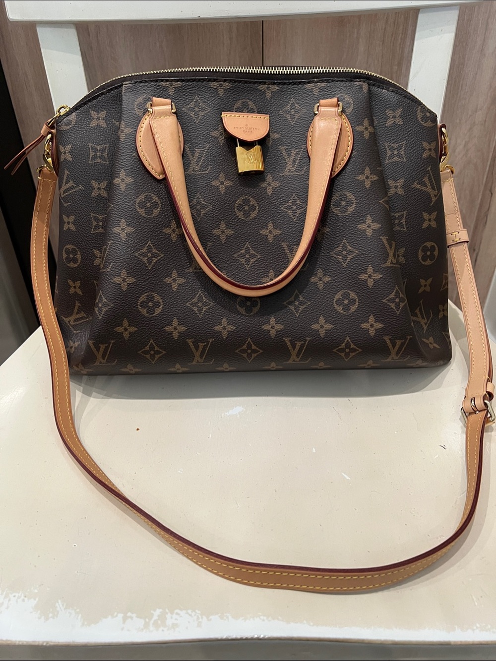 Louis Vuitton Monogram Canvas Satchel with Natural Vachetta Trim